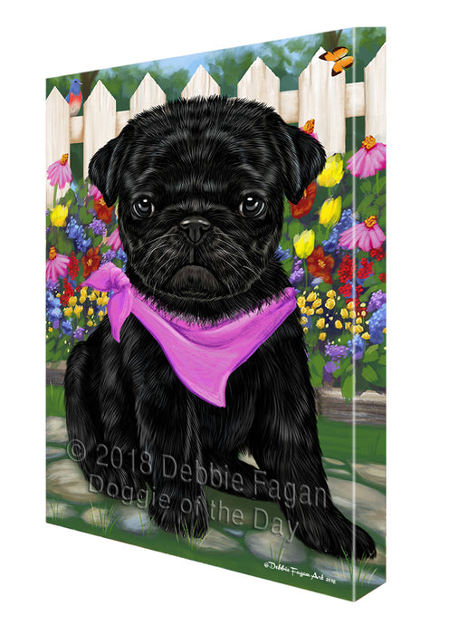 Spring Floral Pug Dog Canvas Wall Art CVS68182