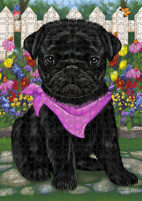 Spring Floral Pug Dog Puzzle with Photo Tin PUZL54516