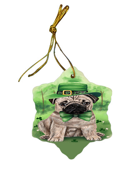St. Patricks Day Irish Portrait Pug Dog Star Porcelain Ornament SPOR49353