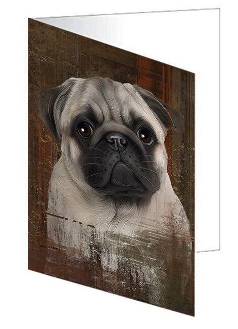 Rustic Pug Dog Handmade Artwork Assorted Pets Greeting Cards and Note Cards with Envelopes for All Occasions and Holiday Seasons GCD55415