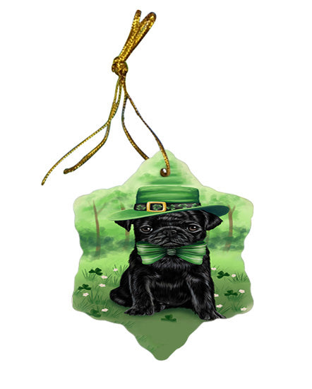 St. Patricks Day Irish Portrait Pug Dog Star Porcelain Ornament SPOR49354