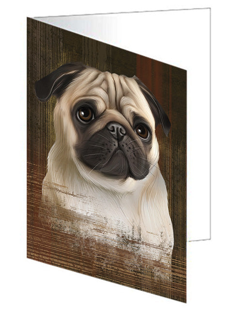 Rustic Pug Dog Handmade Artwork Assorted Pets Greeting Cards and Note Cards with Envelopes for All Occasions and Holiday Seasons GCD55418