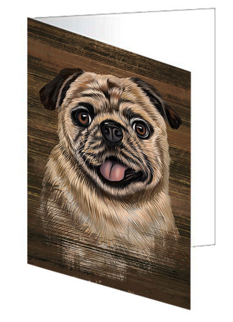 Rustic Pug Dog Handmade Artwork Assorted Pets Greeting Cards and Note Cards with Envelopes for All Occasions and Holiday Seasons GCD55421