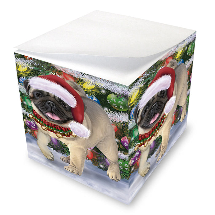 Trotting in the Snow Pug Dog Note Cube NOC54923