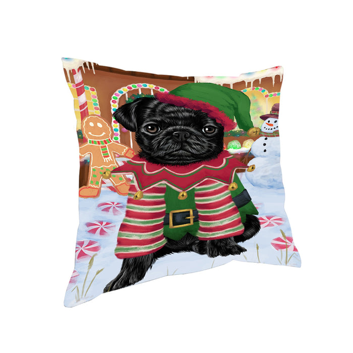 Christmas Gingerbread House Candyfest Pug Dog Pillow PIL80236