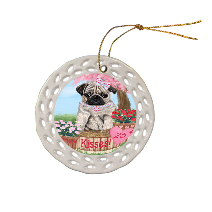 Rosie 25 Cent Kisses Pug Dog Ceramic Doily Ornament DPOR56351