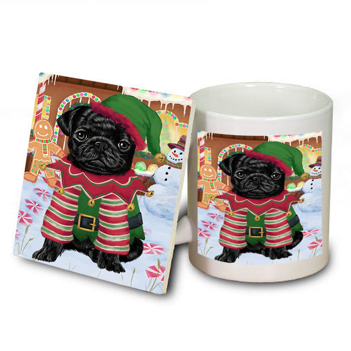 Christmas Gingerbread House Candyfest Pug Dog Mug and Coaster Set MUC56478