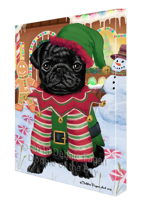 Christmas Gingerbread House Candyfest Pug Dog Canvas Print Wall Art Décor CVS130598
