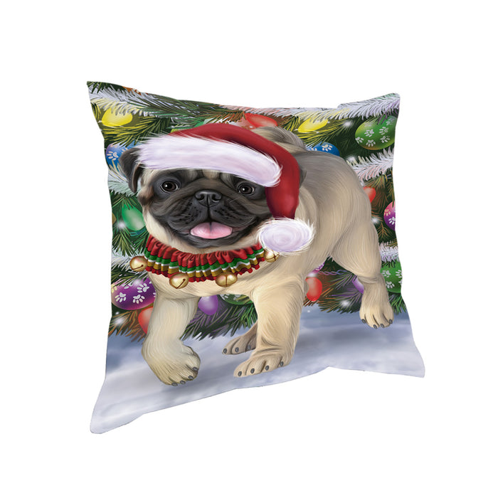 Trotting in the Snow Pug Dog Pillow PIL80920