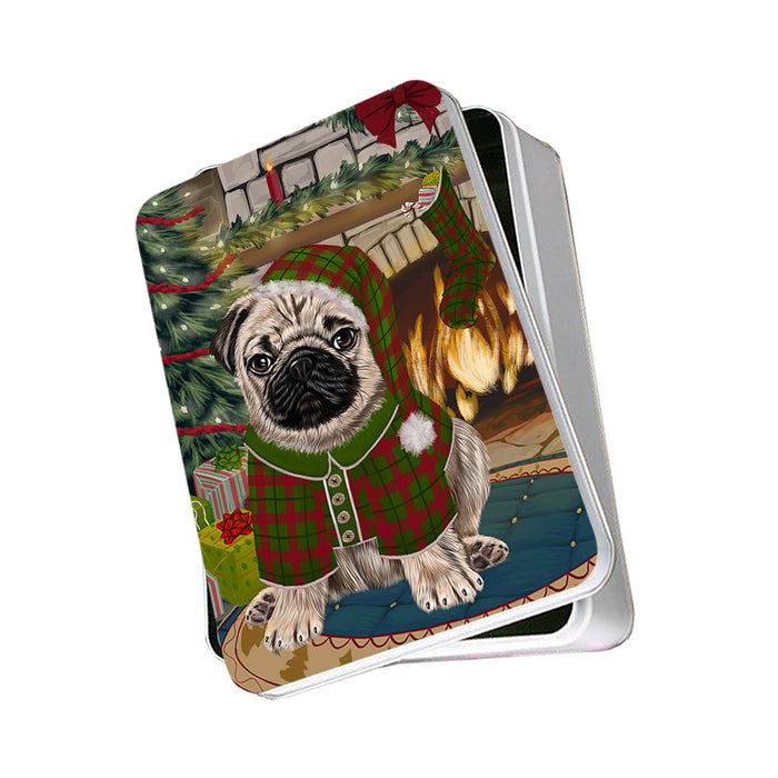 The Stocking was Hung Pug Dog Photo Storage Tin PITN55513