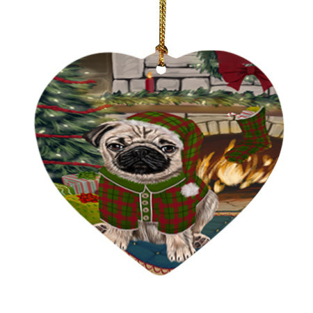 The Stocking was Hung Pug Dog Heart Christmas Ornament HPOR55926