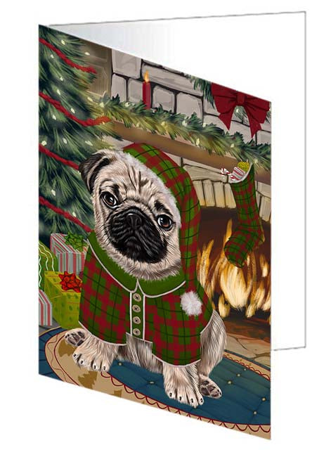 The Stocking was Hung Pug Dog Handmade Artwork Assorted Pets Greeting Cards and Note Cards with Envelopes for All Occasions and Holiday Seasons GCD71225
