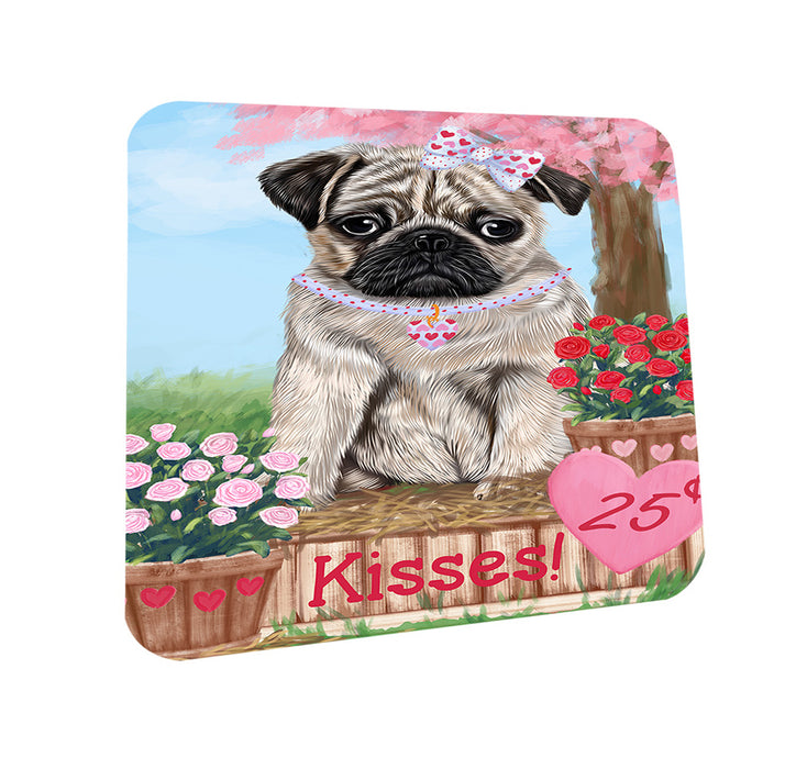 Rosie 25 Cent Kisses Pug Dog Coasters Set of 4 CST55953