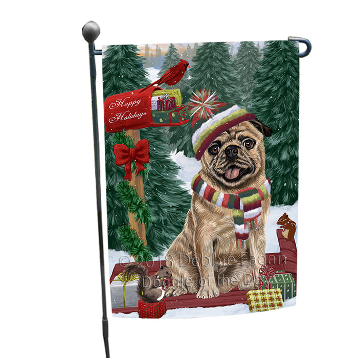 Merry Christmas Woodland Sled Pug Dog Garden Flag GFLG55297