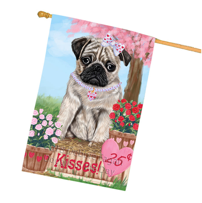 Rosie 25 Cent Kisses Pug Dog House Flag FLG56679