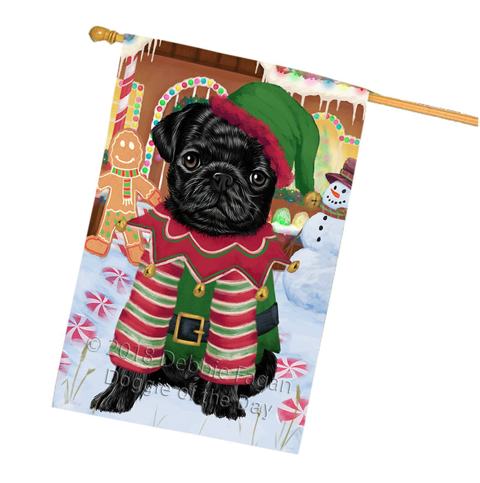 Christmas Gingerbread House Candyfest Pug Dog House Flag FLG57170
