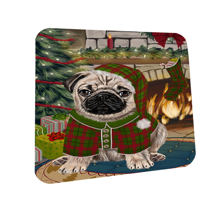 The Stocking was Hung Pug Dog Coasters Set of 4 CST55528