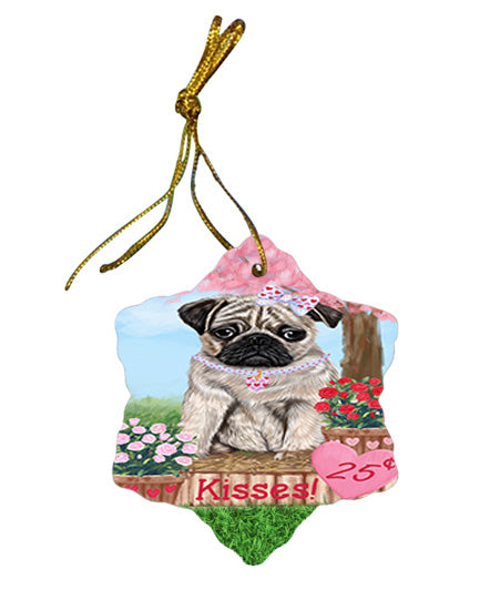 Rosie 25 Cent Kisses Pug Dog Star Porcelain Ornament SPOR56351