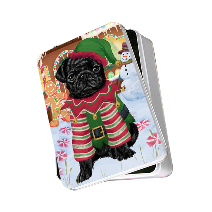 Christmas Gingerbread House Candyfest Pug Dog Photo Storage Tin PITN56429
