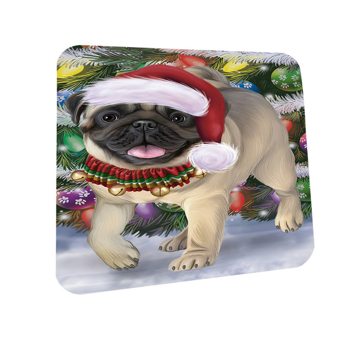 Trotting in the Snow Pug Dog Coasters Set of 4 CST56615
