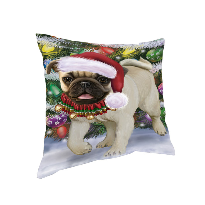 Trotting in the Snow Pug Dog Pillow PIL80924