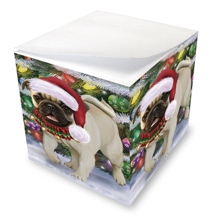 Trotting in the Snow Pug Dog Note Cube NOC54924