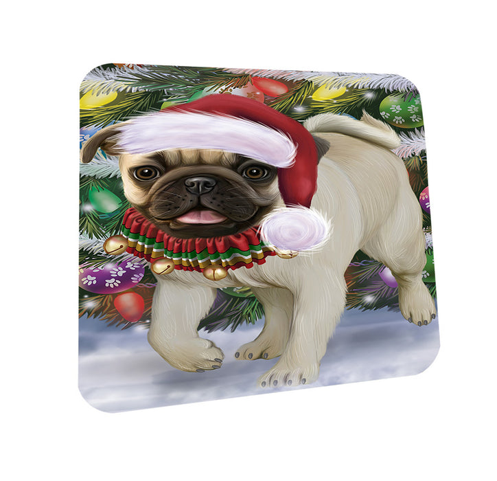 Trotting in the Snow Pug Dog Coasters Set of 4 CST56616