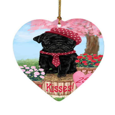Rosie 25 Cent Kisses Pug Dog Heart Christmas Ornament HPOR56352