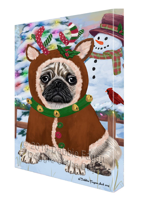 Christmas Gingerbread House Candyfest Pug Dog Canvas Print Wall Art Décor CVS130607
