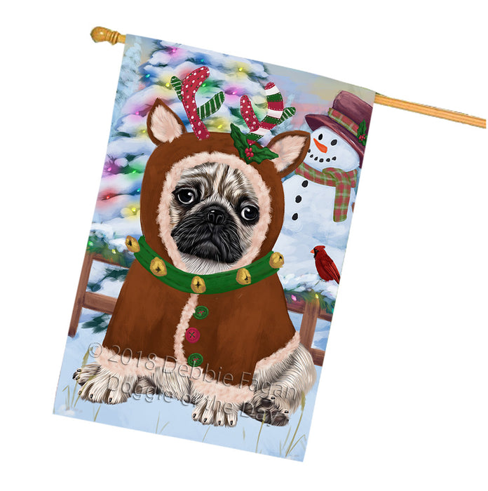 Christmas Gingerbread House Candyfest Pug Dog House Flag FLG57171