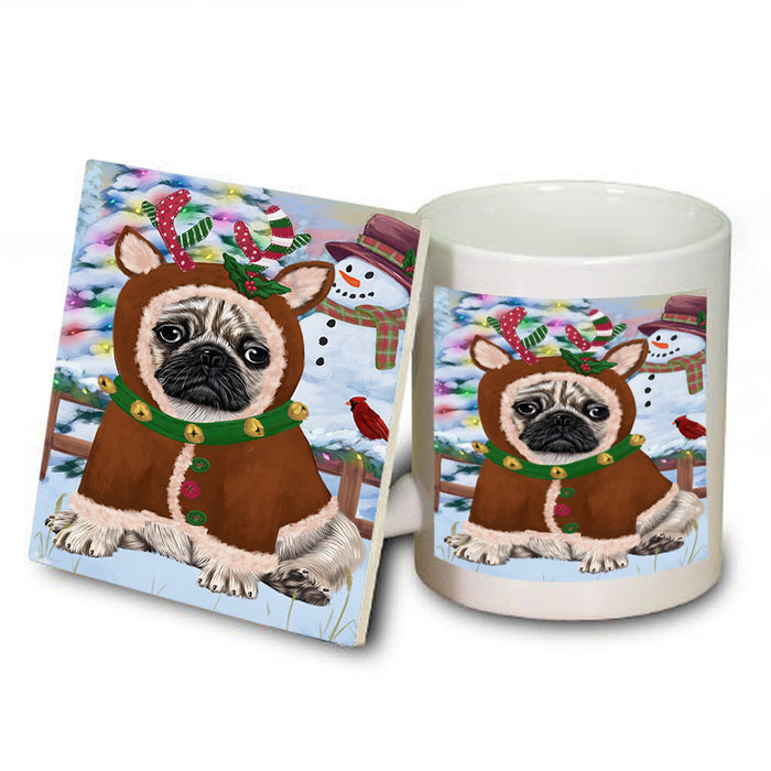 Christmas Gingerbread House Candyfest Pug Dog Mug and Coaster Set MUC56479