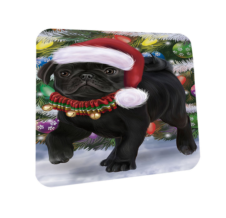 Trotting in the Snow Pug Dog Coasters Set of 4 CST56617