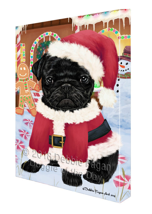 Christmas Gingerbread House Candyfest Pug Dog Canvas Print Wall Art Décor CVS130616