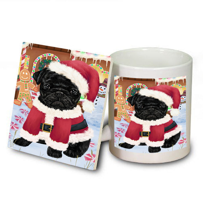 Christmas Gingerbread House Candyfest Pug Dog Mug and Coaster Set MUC56480