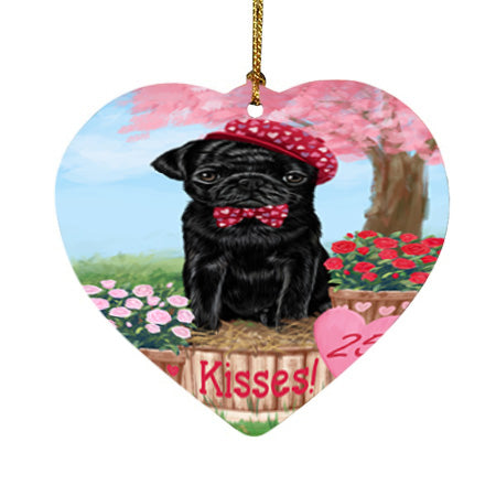 Rosie 25 Cent Kisses Pug Dog Heart Christmas Ornament HPOR56353