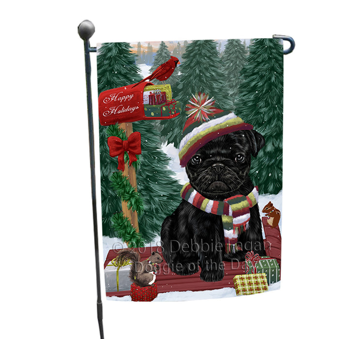 Merry Christmas Woodland Sled Pug Dog Garden Flag GFLG55299