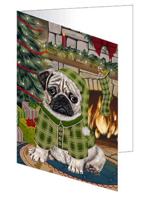 The Stocking was Hung Pug Dog Handmade Artwork Assorted Pets Greeting Cards and Note Cards with Envelopes for All Occasions and Holiday Seasons GCD71231