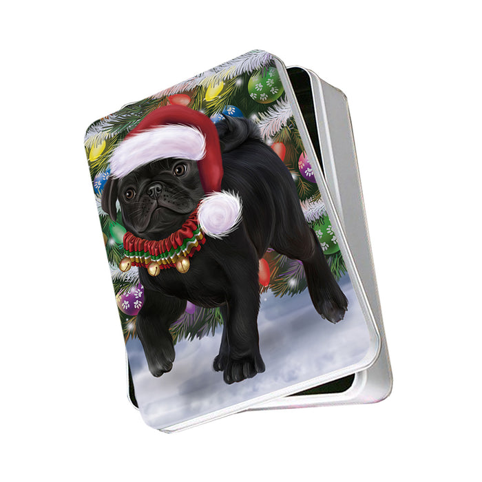 Trotting in the Snow Pug Dog Photo Storage Tin PITN56602
