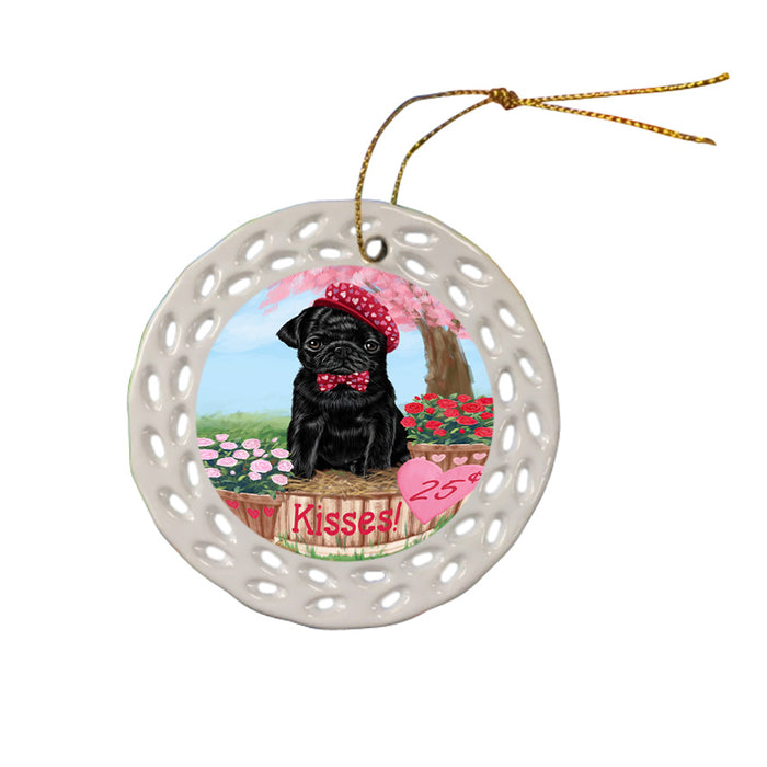 Rosie 25 Cent Kisses Pug Dog Ceramic Doily Ornament DPOR56353