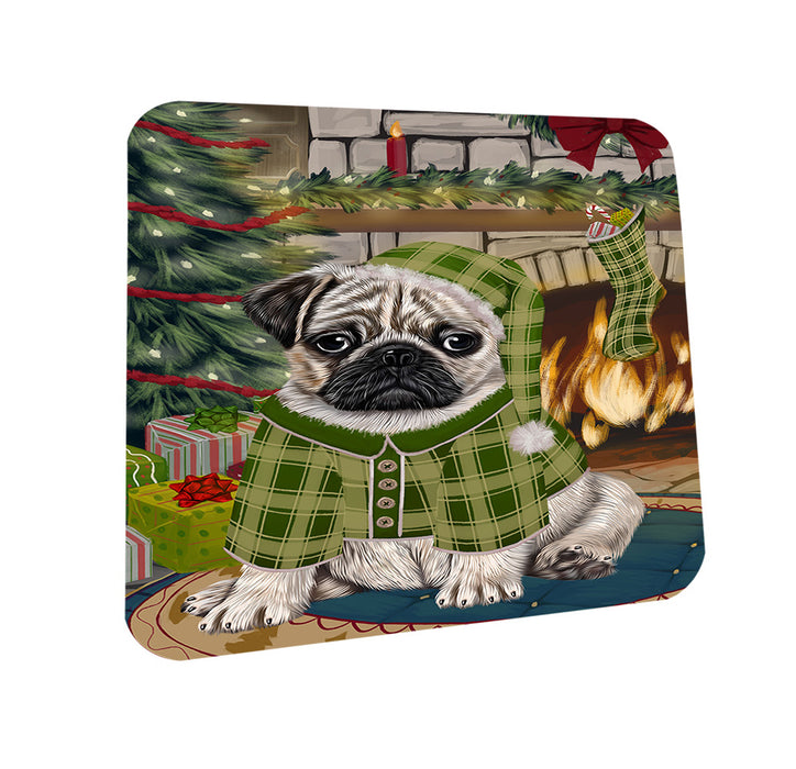 The Stocking was Hung Pug Dog Coasters Set of 4 CST55530
