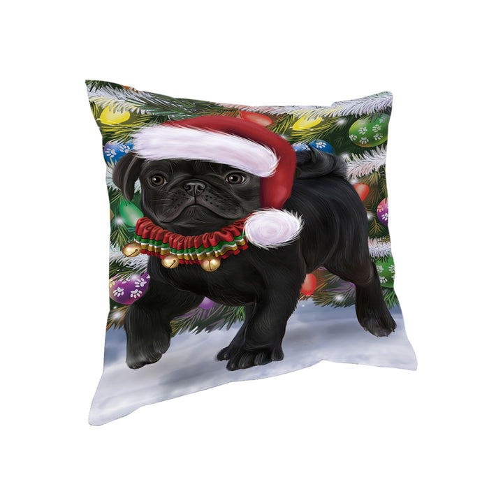 Trotting in the Snow Pug Dog Pillow PIL80928