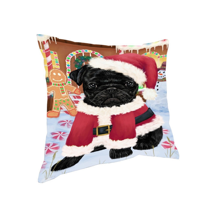 Christmas Gingerbread House Candyfest Pug Dog Pillow PIL80244