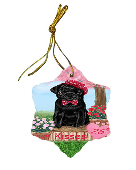 Rosie 25 Cent Kisses Pug Dog Star Porcelain Ornament SPOR56353