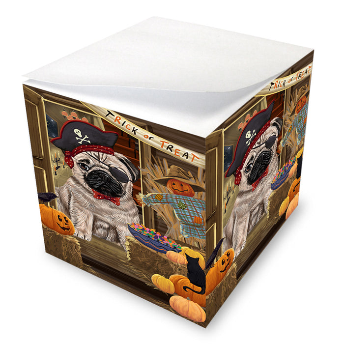 Enter at Own Risk Trick or Treat Halloween Pug Dog Note Cube NOC53231