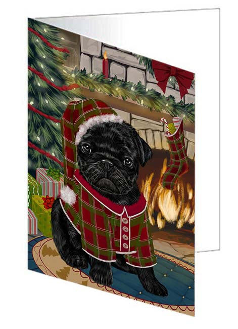 The Stocking was Hung Pug Dog Handmade Artwork Assorted Pets Greeting Cards and Note Cards with Envelopes for All Occasions and Holiday Seasons GCD71234