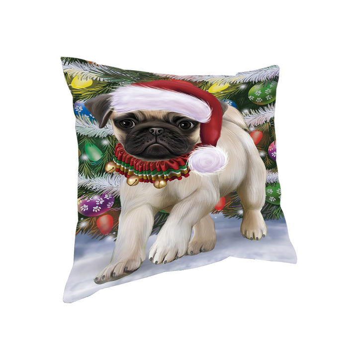 Trotting in the Snow Pug Dog Pillow PIL80932