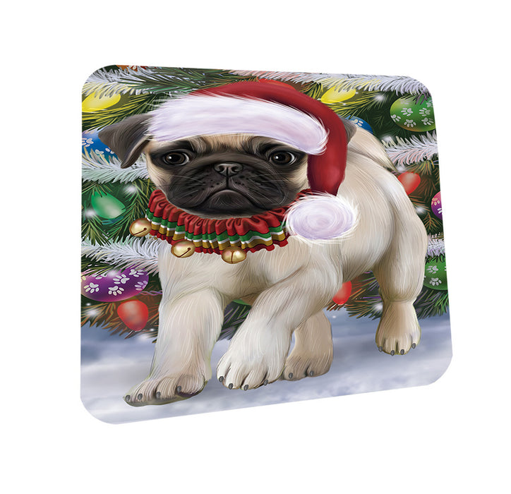Trotting in the Snow Pug Dog Coasters Set of 4 CST56618