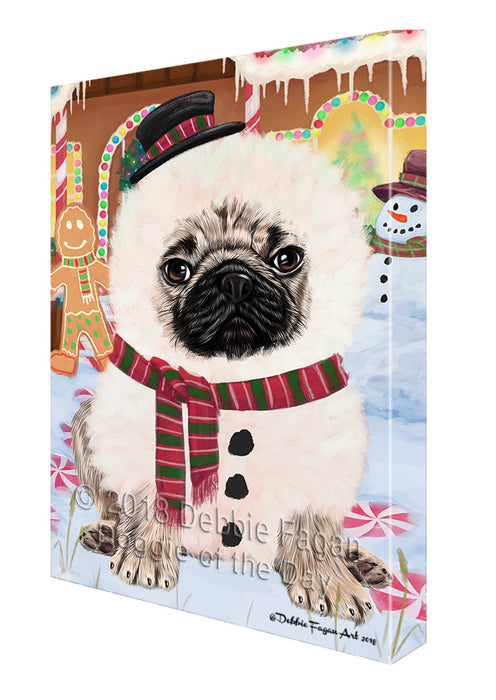 Christmas Gingerbread House Candyfest Pug Dog Canvas Print Wall Art Décor CVS130625