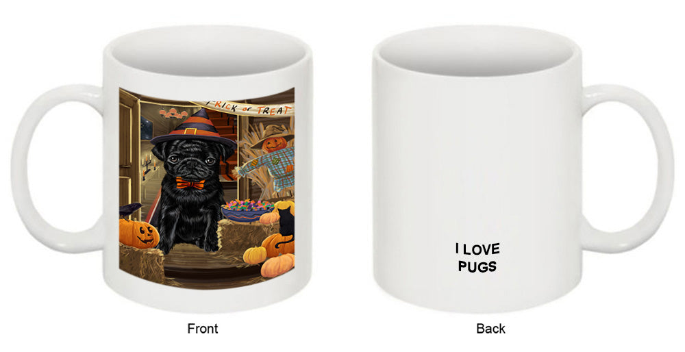 Enter at Own Risk Trick or Treat Halloween Pug Dog Coffee Mug MUG48631