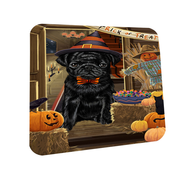 Enter at Own Risk Trick or Treat Halloween Pug Dog Coasters Set of 4 CST53191